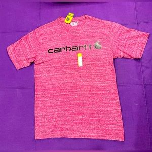 Carhartt Logo Beet Red Heather Shirt Heavy Duty - S
